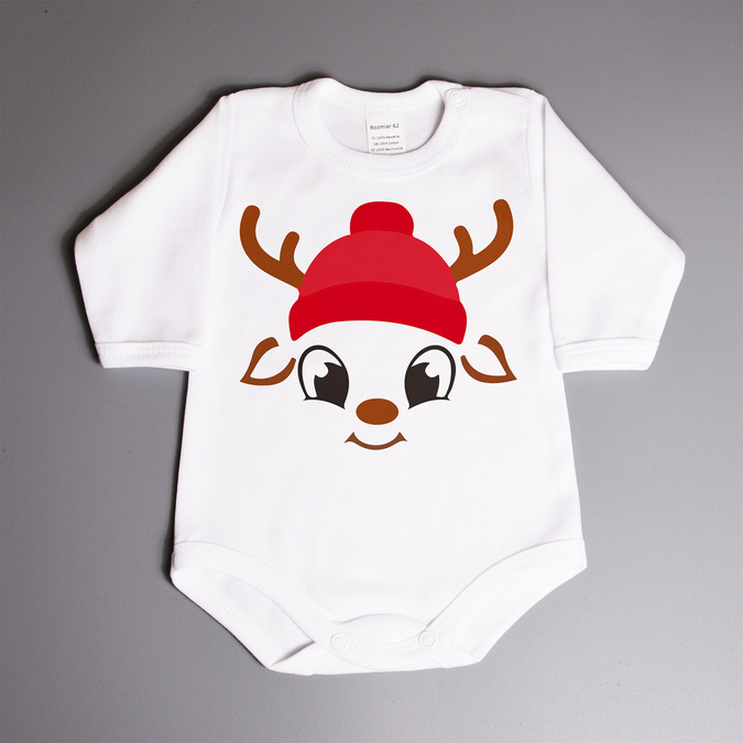 Body świąteczne z reniferem w czapce