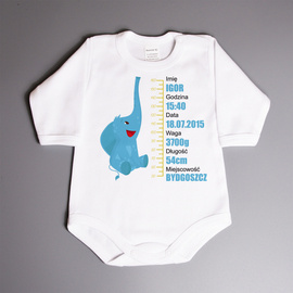 Metryczka - słonik - body niemowlęce