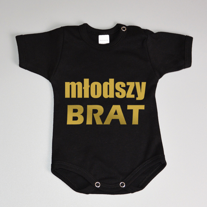 Młodszy brat - body dziecięce - złoty nadruk