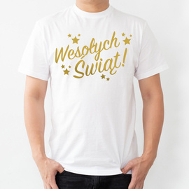 Wesołych Świąt - złoty napis - koszulka męska