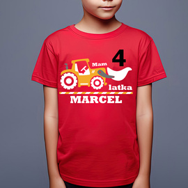 Mam cztery latka, traktor - koszulka dziecięca