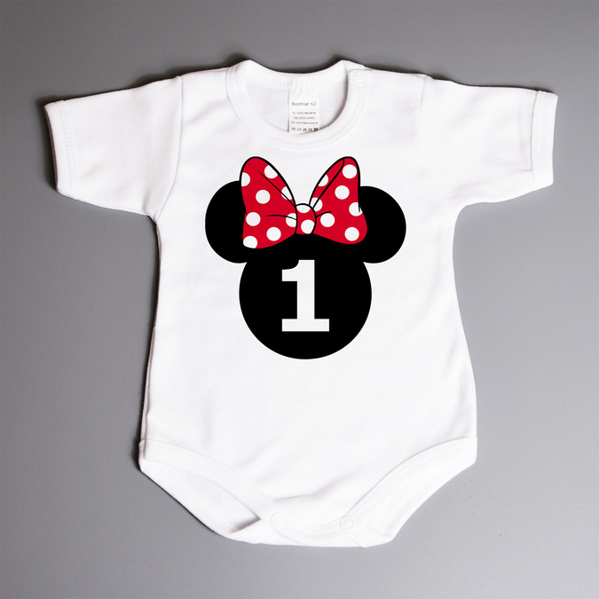 Body na roczek z myszką (imię) - body niemowlęce