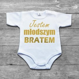 Jestem młodszym bratem - body dziecięce - złoty nadruk