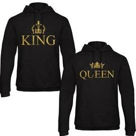 Bluzy dla par - QUEEN & KING - złoty nadruk