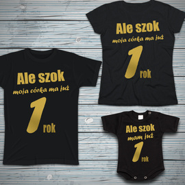 Zestaw na roczek Ale szok moja córka ma już rok - złoty nadruk