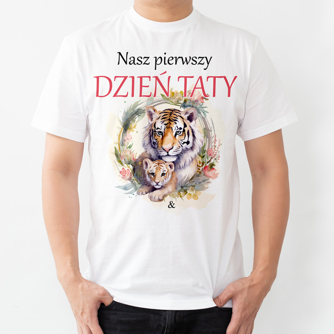 Nasz pierwszy DZIEŃ TATY - tygrys - koszulka męska