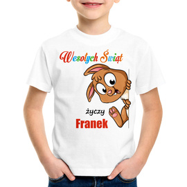 Wesołych świąt życzy (imię) - zajączek - koszulka wielkanocna