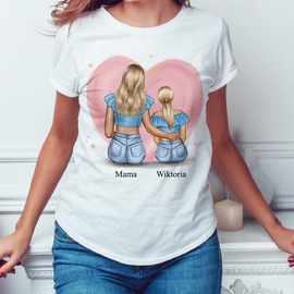 Mama z córką - serce - koszulka damska