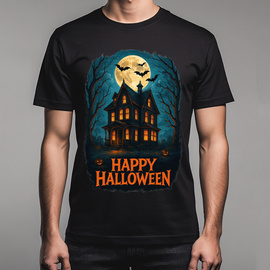 Happy Halloween - Nawiedzony Dom - koszulka męska