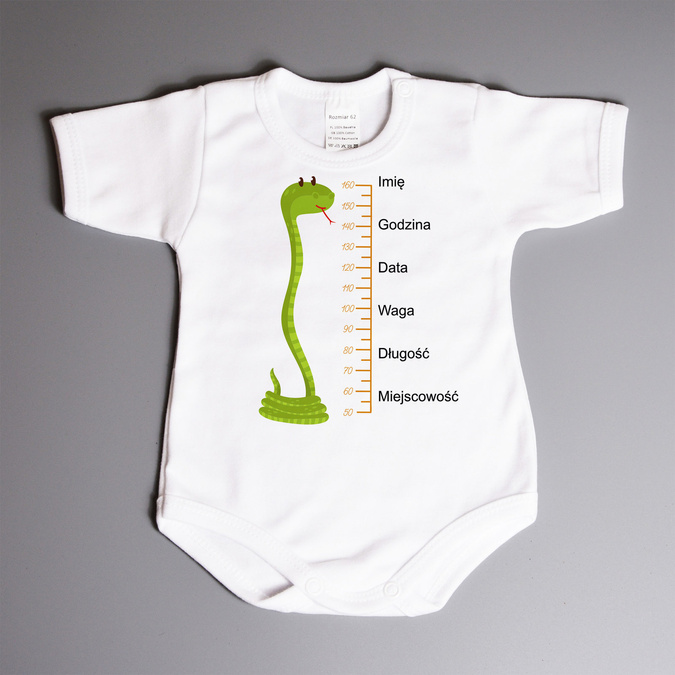 Metryczka - wąż - body niemowlęce
