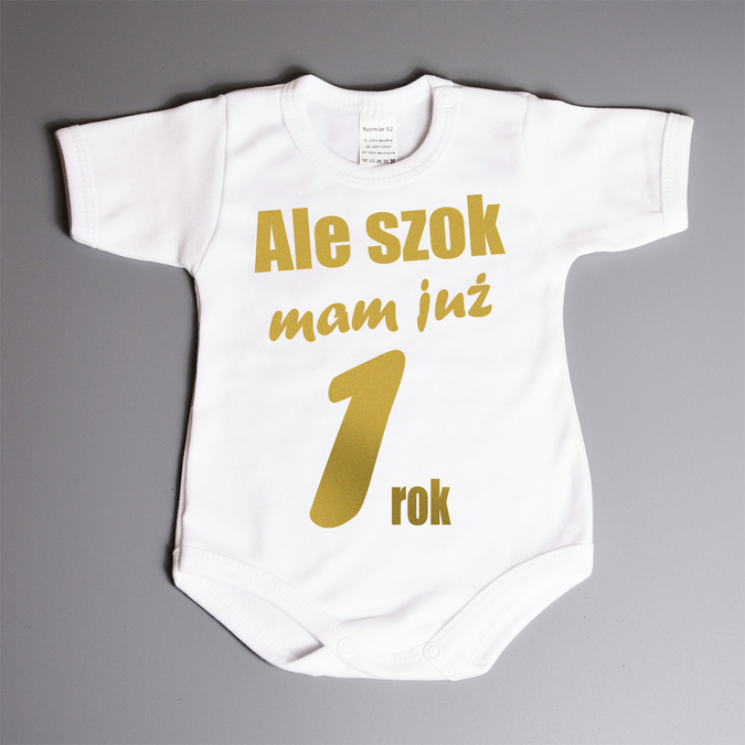 Zestaw dla rodzeństwa Ale szok moja siostra ma rok - złoty nadruk