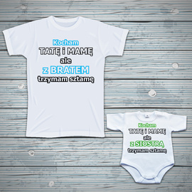 Zestaw dla rodzeństwa kocham tatę i mamę ale z bratem / siostrą trzyma sztamę
