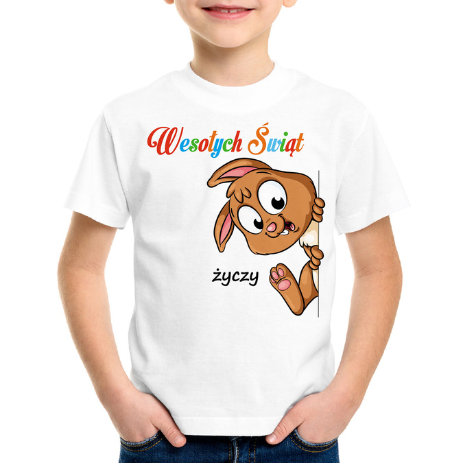 Wesołych świąt życzy (imię) - zajączek - koszulka wielkanocna