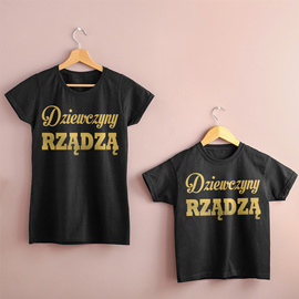 Zestaw koszulek - Dziewczyny rządzą - złoty nadruk