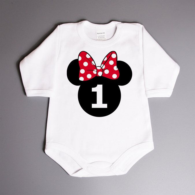 Body na roczek z myszką (imię) - body niemowlęce