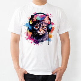 Kot akwarelowy - koszulka męska