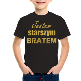 Jestem starszym bratem - koszulka dziecięca - złoty nadruk