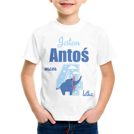 Jestem (imię) mam 4 latka - koszulka dziecięca