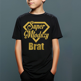 Super młodszy brat - koszulka dziecięca - złoty nadruk