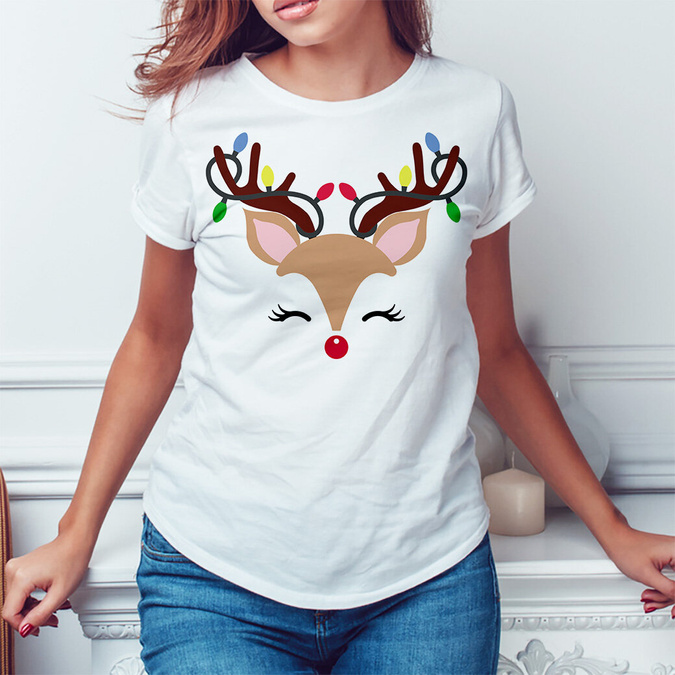 Renifer R01 - koszulka świąteczna damska