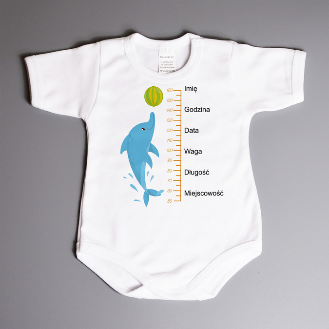 Metryczka - delfin - body niemowlęce