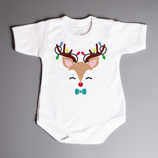 Body świąteczne z imieniem, renifer - body dla chłopca