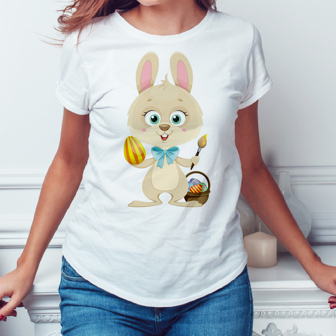 Zajączek wielkanocny, pisanki - koszulka damska