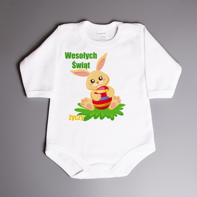 Wesołych świąt życzy (imię) - zając- body niemowlęce