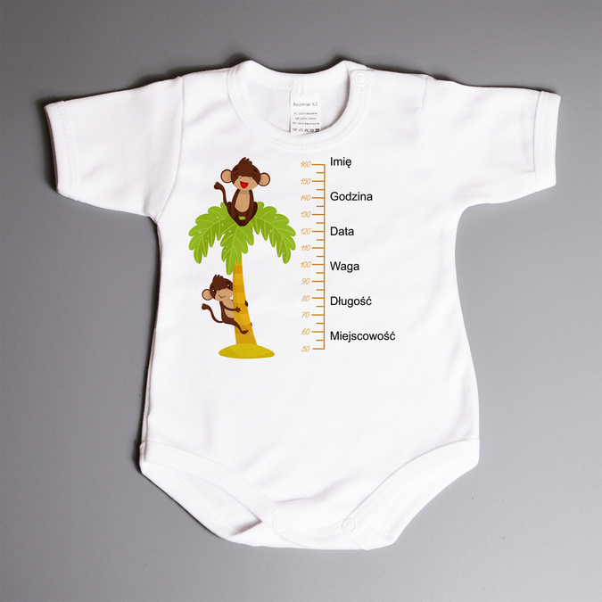 Metryczka - małpki - body niemowlęce