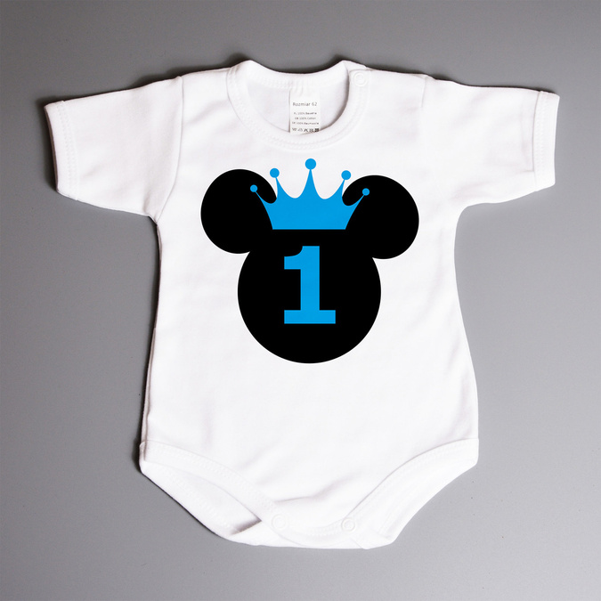 Body na roczek z myszką (imię) - body niemowlęce