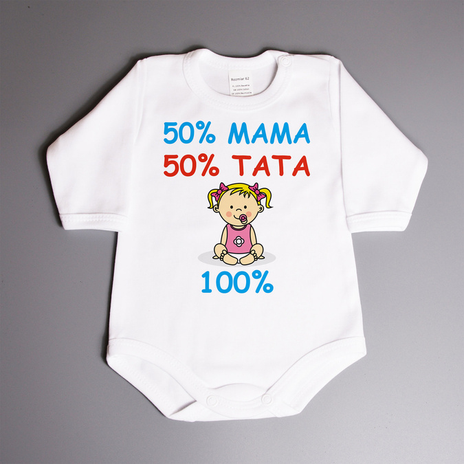 50% mama, 50% tata, 100% (imię) dziewczynka - body niemowlęce