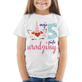 Moje piąte urodziny, jednorożec - koszulka dziecięca