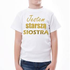 Jestem starszą siostrą - koszulka dziecięca - złoty nadruk