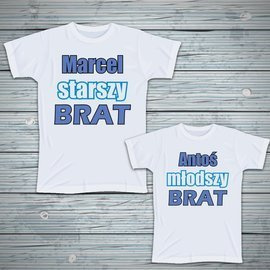 Zestaw koszulek dla rodzeństwa Starszy i młodszy brat