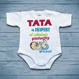 Tata to ekspert od zakładania pieluchy - body niemowlęce