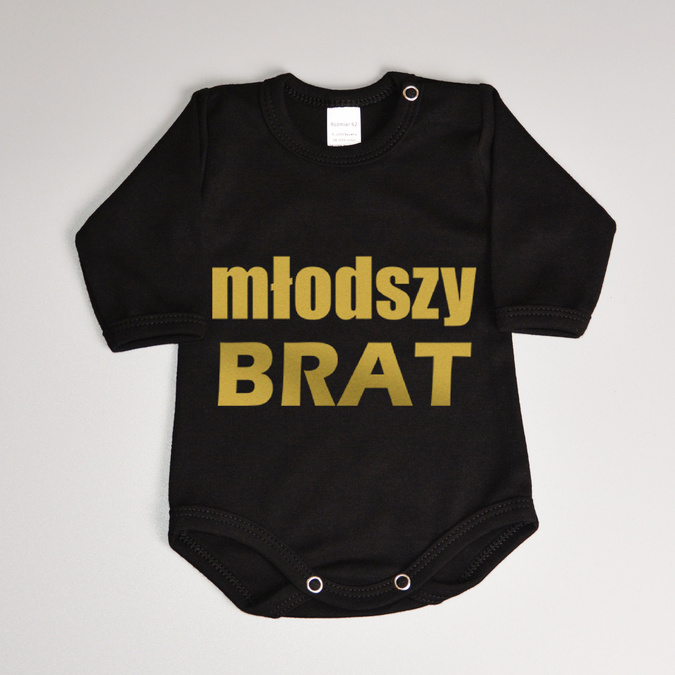 Młodszy brat - body dziecięce - złoty nadruk