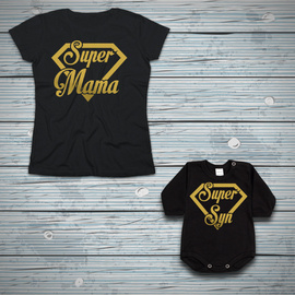Super mama, super syn - złoty nadruk