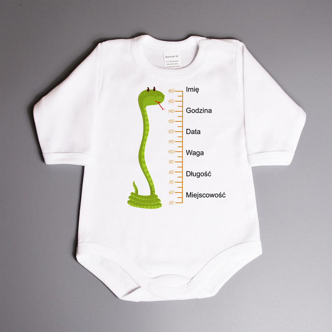 Metryczka - wąż - body niemowlęce