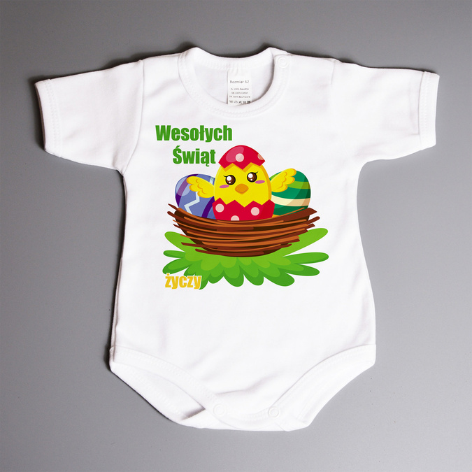 Wesołych świąt życzy (imię) - kurczaczek - body niemowlęce