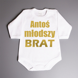 Młodszy brat - body dziecięce - złoty nadruk