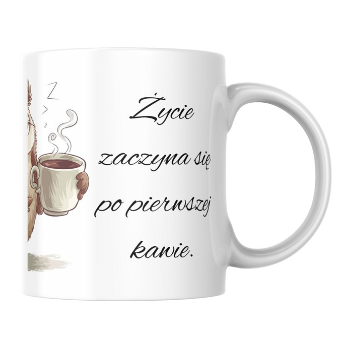 Życie zaczyna się po pierwszej kawie. - kubek