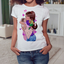 Mama z dzieckiem - koszulka damska