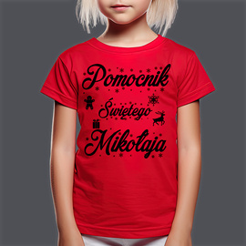 Pomocnik Świętego Mikołaja - czerwona koszulka świąteczna
