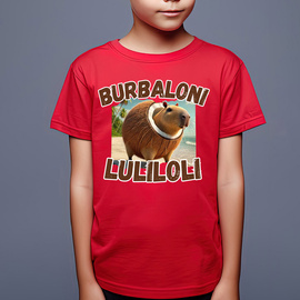Burbaloni Luliloli - koszulka dziecięca - Italian Brainrot - kapibara w kokosie