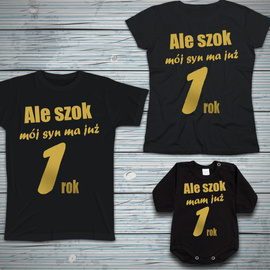 Zestaw na roczek Ale szok ma już rok - złoty nadruk