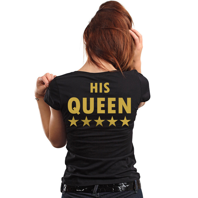 Koszulki dla par - QUEEN & KING - złoty nadruk