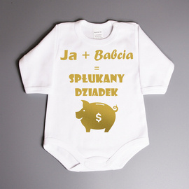 Ja + Babcia = spłukany dziadek - złoty nadruk - body dziecięce