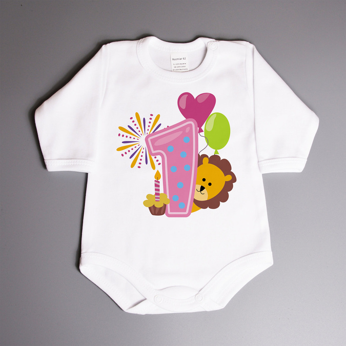 Body na roczek z lwem (imię) - body niemowlęce