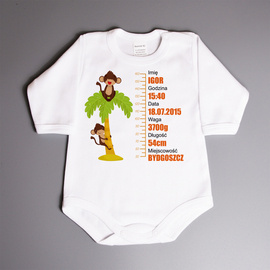 Metryczka - małpki - body niemowlęce