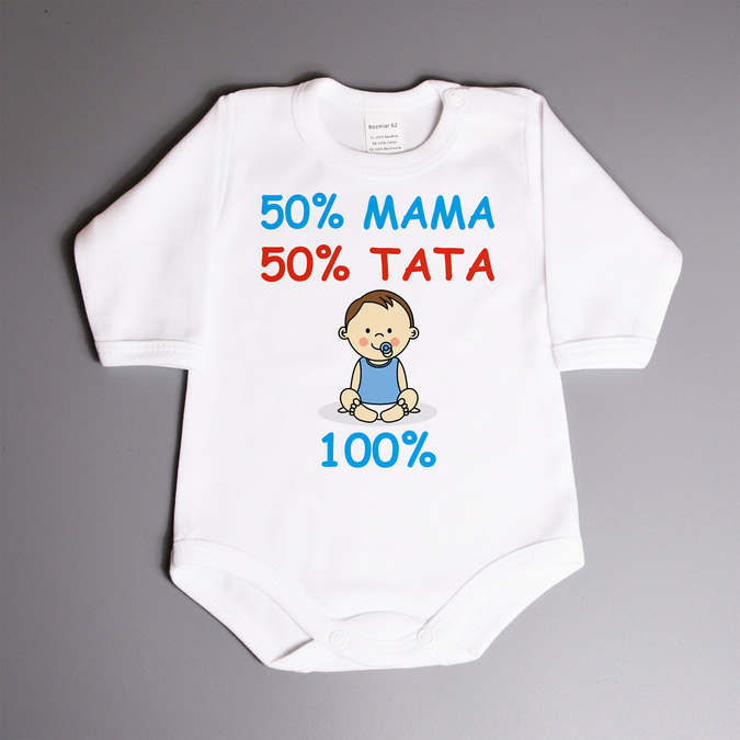 50% mama, 50% tata, 100% (imię) chłopiec - body niemowlęce